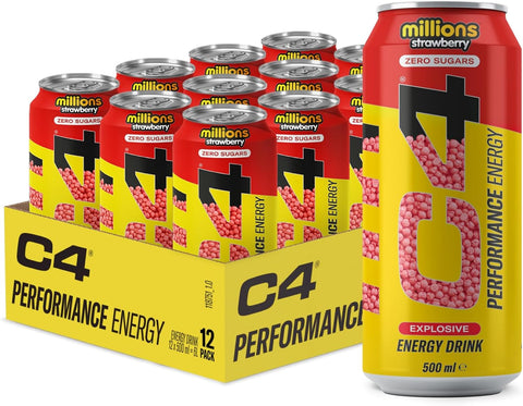 Cellucor C4 Performance Energy Carbonated RTD 12x500ml Millions Strawberry