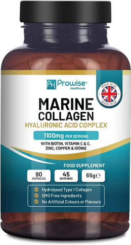 Marine Collagen with Hyaluronic Acid 1100mg - 90 Capsules Bo