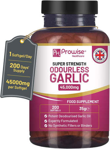 Premium Odourless Garlic Capsules - High Strength 45,000mg -