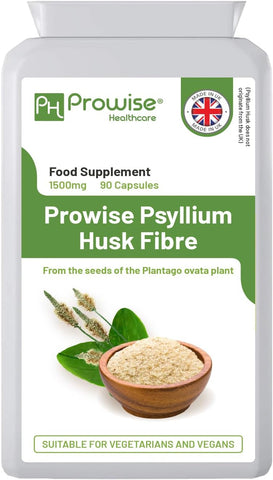 Psyllium Husks 1500mg 90 Capsules - Natural Dietary Fibre Fo