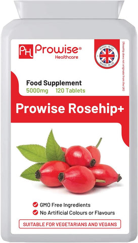 Rosehip Health+ 5000mg 120 Vegetarian & Vegan Tablets | High